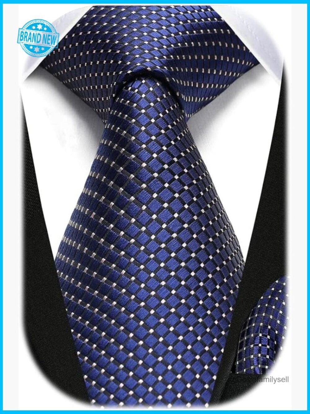 Silk Extra Long Tie Pocket Square Set Classic Plaid Checkered Formal Business